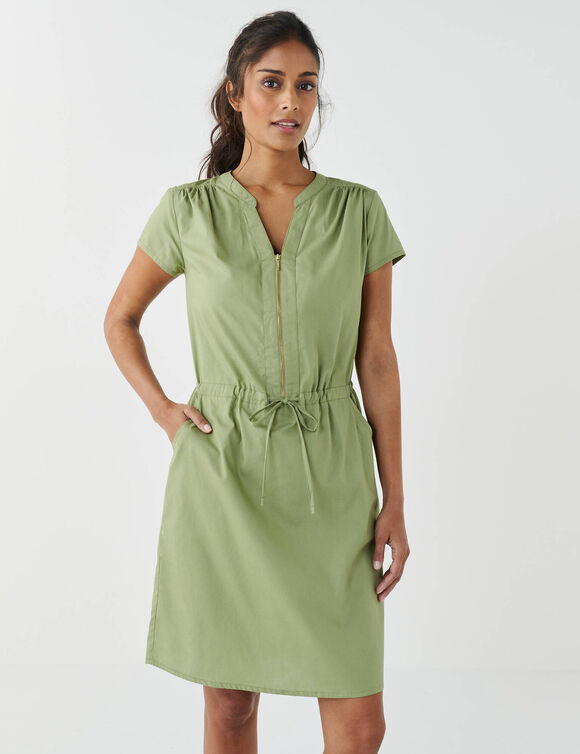 Robe courte col zipp&eacute;  (kaki clair)