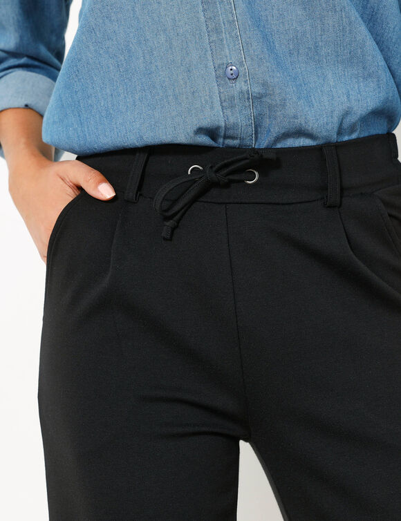 Pantalon droit, maille milano (noir)
