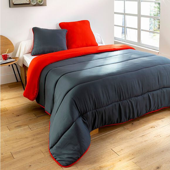 Couette bicolore microfibre 350 g/m² (anthracite / rouge)