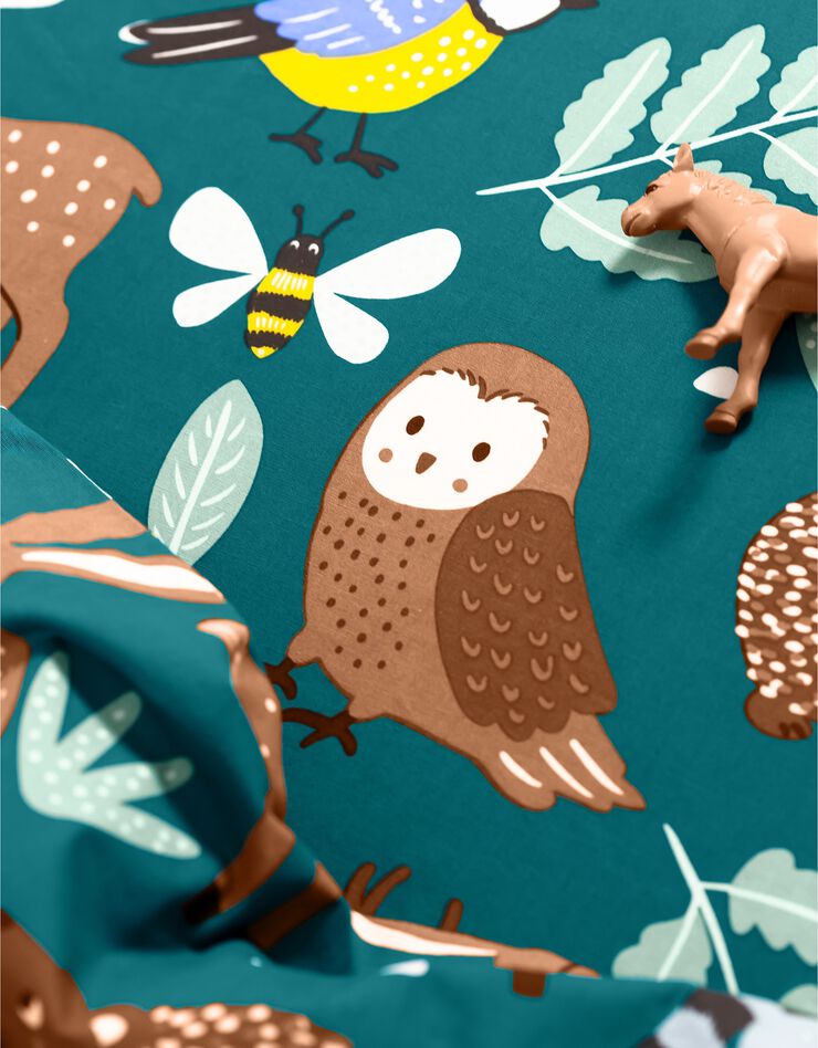 Bedlinnen voor kinderen met knuffelbeer motief in biologisch katoen, eco-verantwoord, groen Bedlinnen voor kinderen met knuffelbeer motief in biologisch katoen, eco-verantwoord, groen, hi-res image number 2