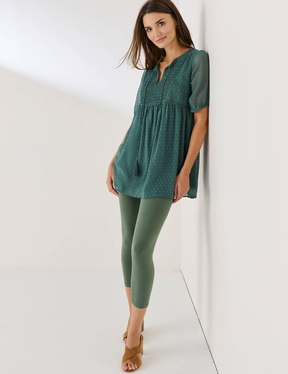 Tunique plumetis unie, polyester recycl&eacute;(**) (vert gris&eacute;)