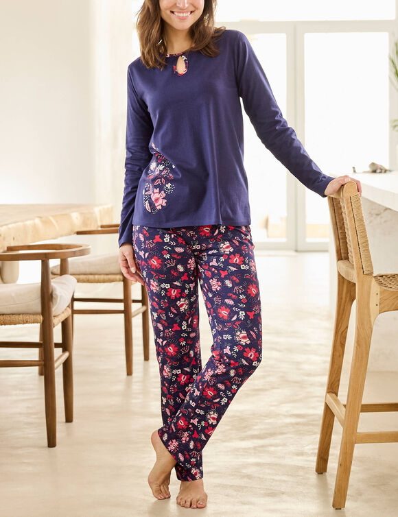 Tee-shirt pyjama manches longues (marine)