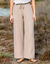 Ruime broek met hoge taille, katoengaas (lichttaupe)
