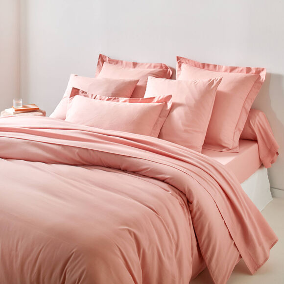 Linge de lit uni coton (rose)
