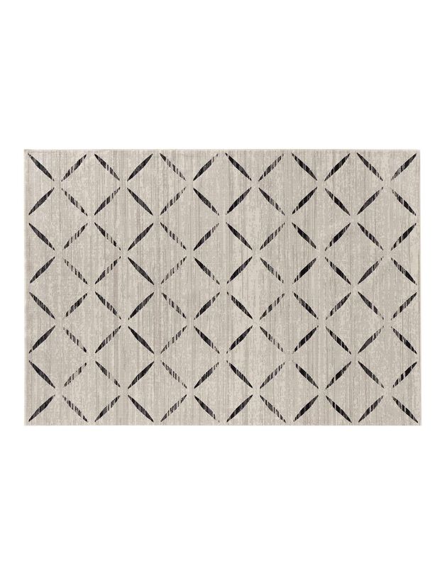 Tapis rectangulaire motif graphique (noir / écru)