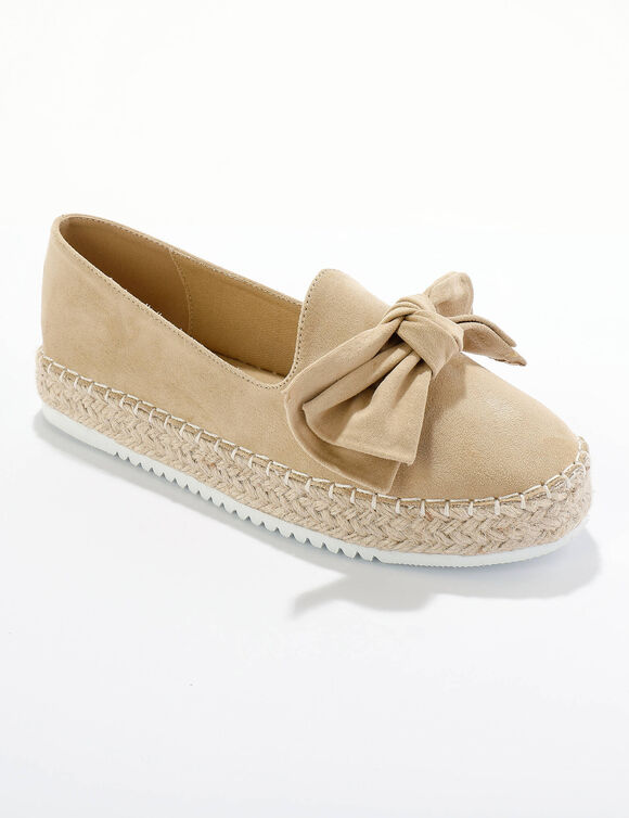 Mocassins in espadrillestijl met strik en koordzool (beige)
