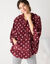 Poncho met capuchon, fleece met pluche-achtige textuur (bordeaux / koraal)