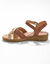 Sandalen met sleehak en meerdere riempjes (karamel)
