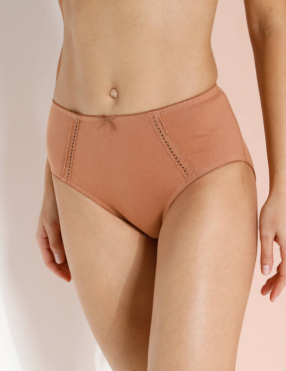 Culotte maxi en coton ajour&eacute; - Lot de 2 (noisette + poudre)