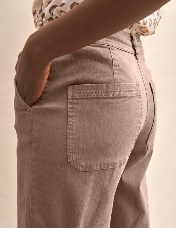 Ruime, ingekorte broek (taupe)