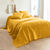 Plaid of sprei, effen katoen met artisanaal weefsel (kerrie)