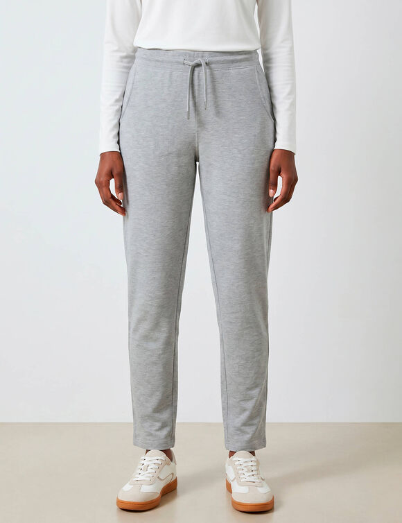 Pantalon jogpant ceinture &eacute;lastiqu&eacute;e molleton  (gris chin&eacute;)
