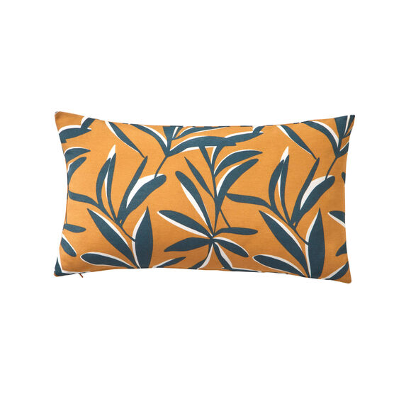 Housse de coussin imprim&eacute; feuillage (jaune)