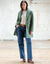 Manteau maille bouclette col tailleur (vert gris&eacute;)