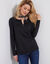 T-shirt col tunisien manches longues (noir)