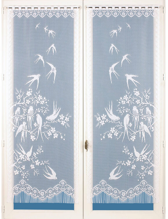 Vitrage droit hirondelles - la paire (blanc)