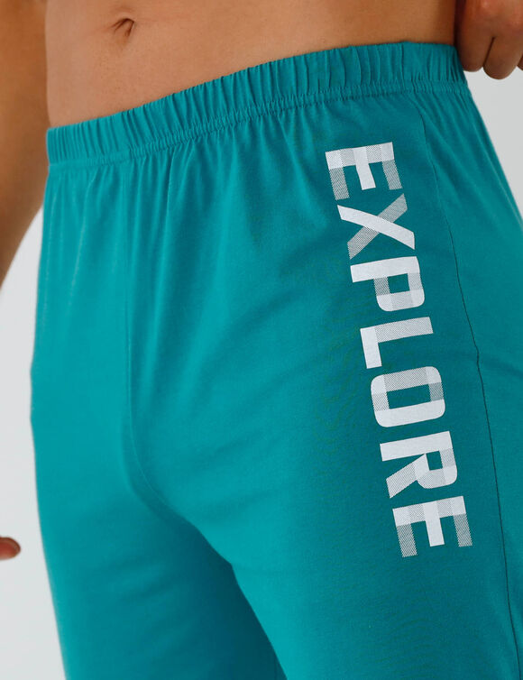 Effen pyjamabroek met motief (turkoois)