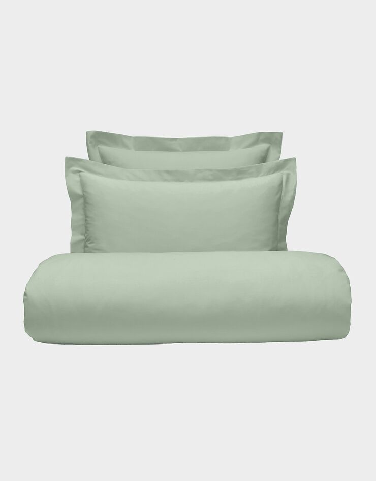 Linge de lit uni coton (vert amande)