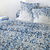 Linge de lit L&eacute;onie imprim&eacute; v&eacute;g&eacute;tal - coton 57 fils/cm&sup2; (&eacute;cru / bleu)