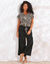 Ruime effen broek, seersuckereffect (zwart)