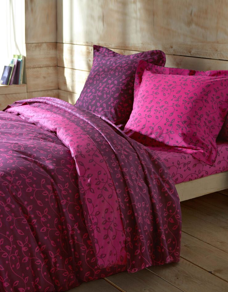 Linge de lit Héritage en coton à motifs volutes (fuchsia / prune)