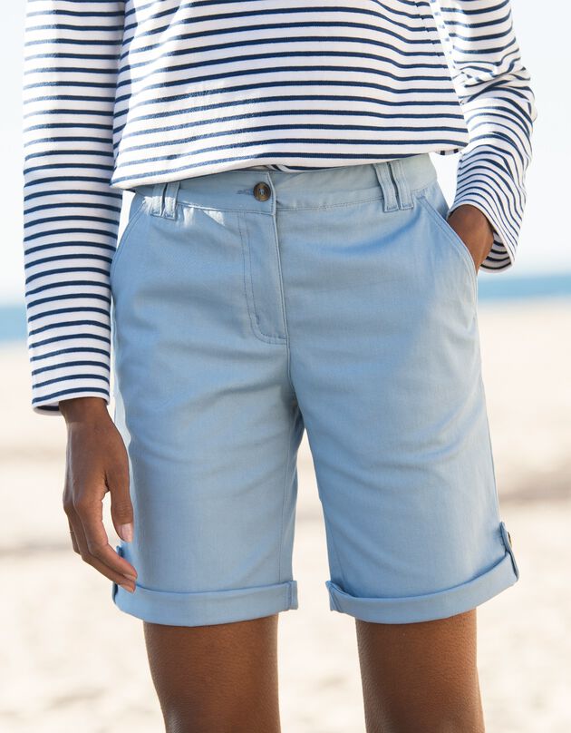 Bermuda uni stretch (bleu grisé)