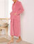 Peignoir polaire toucher peluche manches longues, longueur 130 cm  (rose poudr&eacute;)