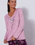 Katoenen pyjama met lange mouwen en rozenprint (pruim / roze)