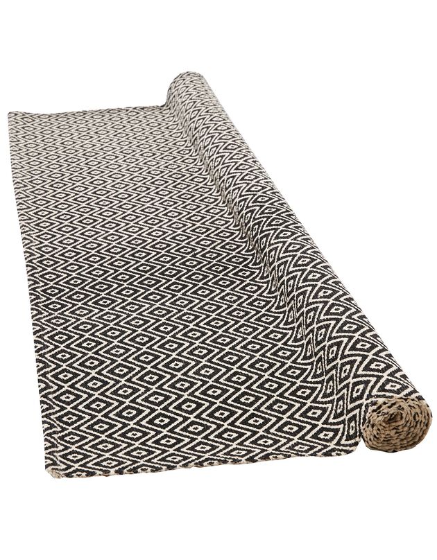 Grafisch tapijtje in zuiver katoen (zwart / wit)