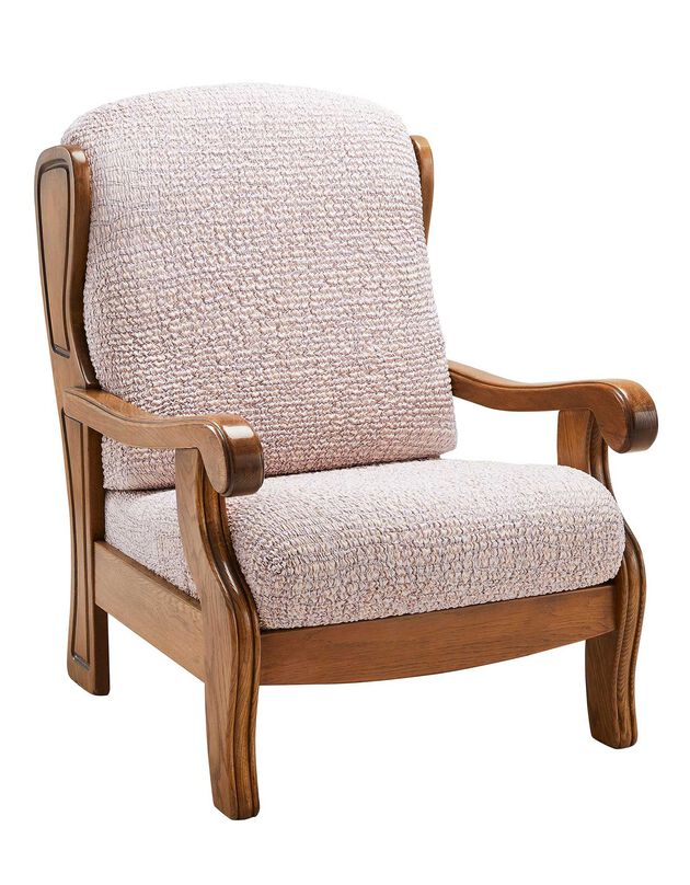 Housse microfibre bi-extensible motifs graphique spéciale fauteuil rustique  (beige)