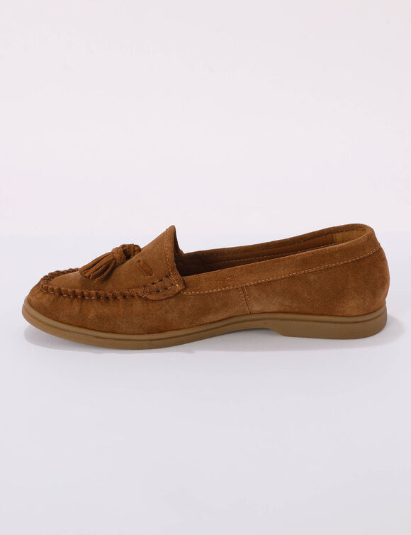 Mocassins cuir pompons (caramel)