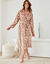 Peignoir in velours met bloemenprint (taupe)