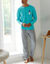 Tee-shirt pyjama manches longues motif surf (aqua)