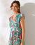 Robe longue imprimée, sans manches (vert / rose)