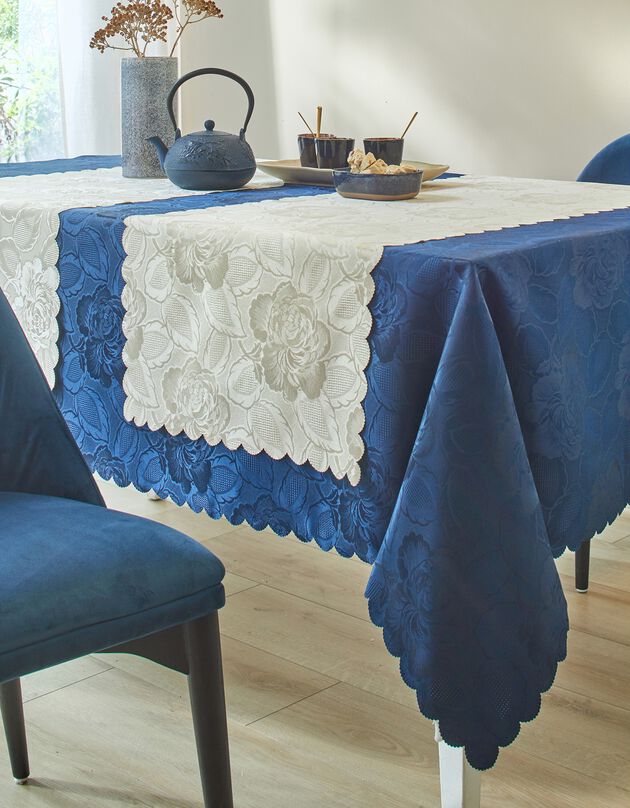 Nappe jacquard damassé (bleu nuit)