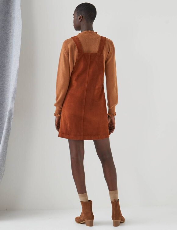 Robe chasuble &eacute;vas&eacute;e, velours c&ocirc;tel&eacute; (caramel)