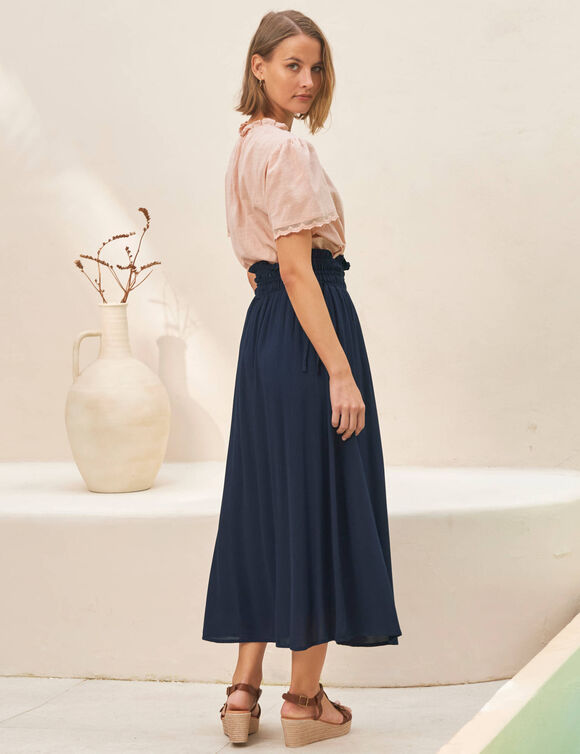 Jupe longue en cr&eacute;pon (marine)