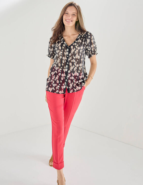 Pantalon 7/8&egrave;me fusel&eacute; fluide (rouge)