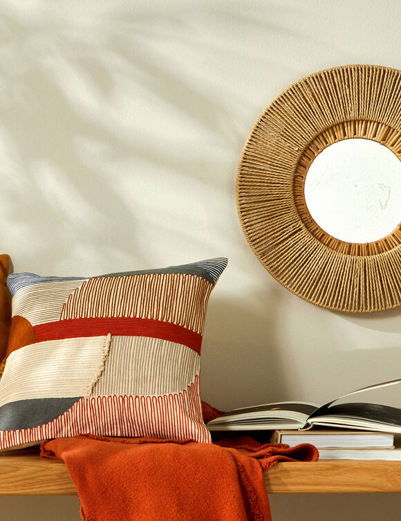 Miroir rond en rotin (rotin)