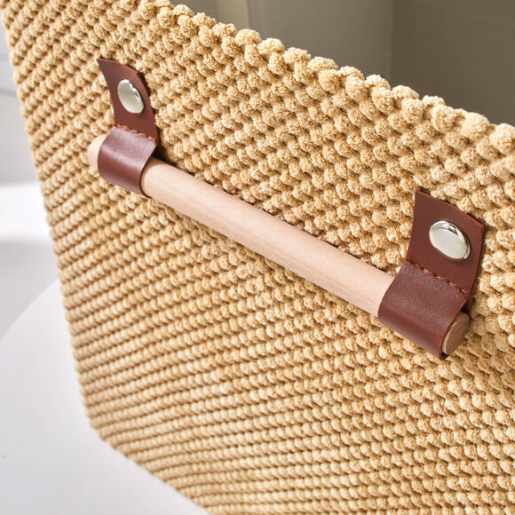 Cube de rangement pliable, velours (beige)