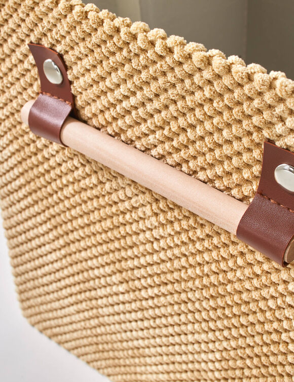 Cube de rangement pliable, velours (beige)