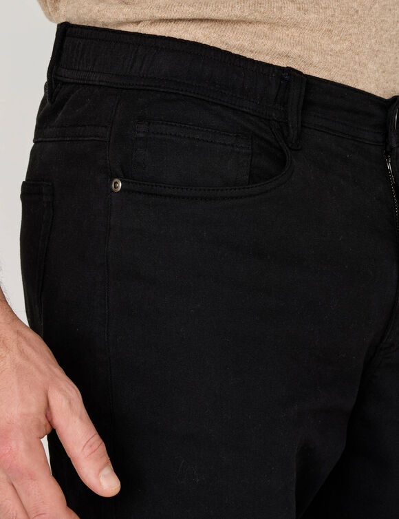 Pantalon droit 5 poches &eacute;lastiqu&eacute; c&ocirc;t&eacute;s - L30 (noir)