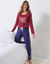 Tee-shirt manches longues coton uni imprimé placé "Beautiful" (bordeaux)