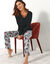 Pyjama met pasje in plumetis - tropische print (zwart)