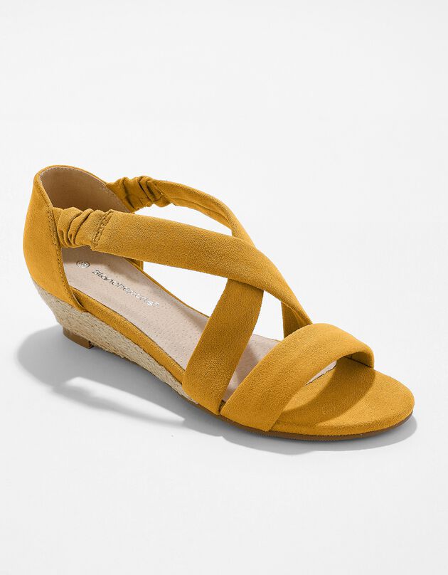Sandalen in suedine met sleehak (geel)