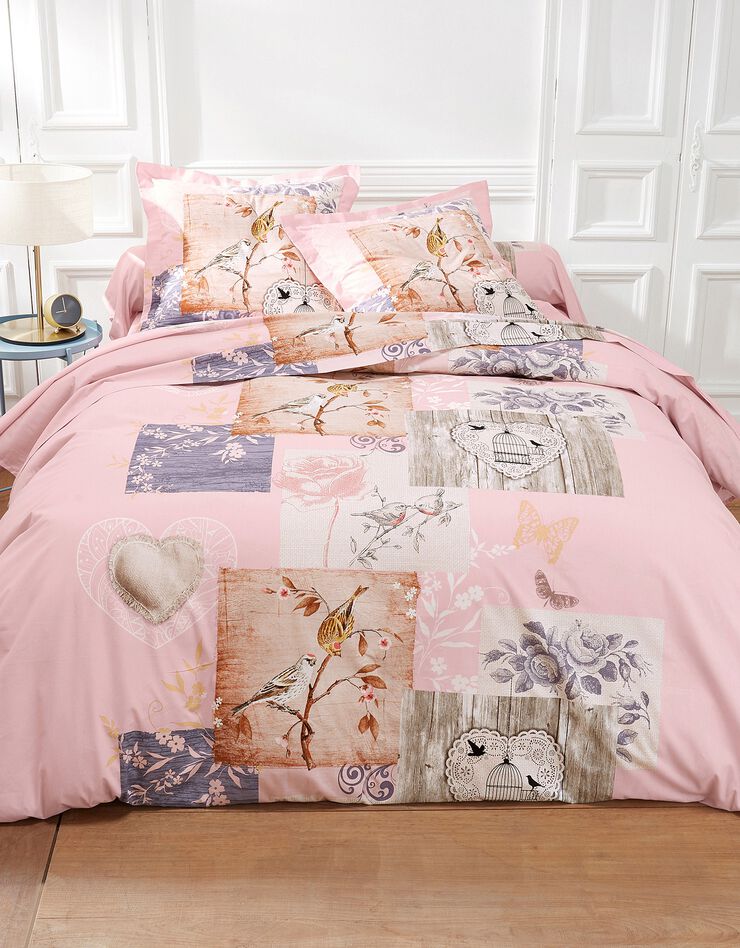 Linge de lit Agathe imprimé - flanelle (rose)