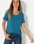 T-shirt col rond manches courtes (bleu prusse)