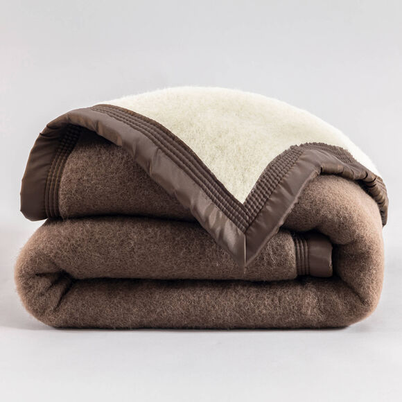 Tweekleurige deken van 100% wol, 600 g/m&sup2; (chocolade)
