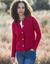 Cardigan in fantasietricot met knoopsluiting  (rood)