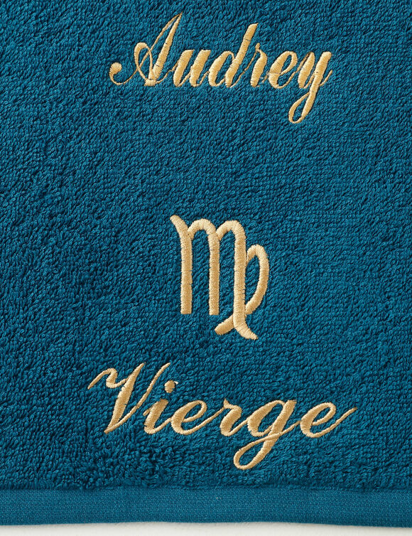 Serviettes de bain brod&eacute;es signe astrologique, &agrave; personnaliser - 420g/m2 (vierge)